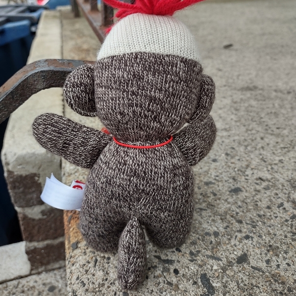 •Schylling Sock Monkey Yarn Red Hair 7" Brown Plush Stuffed Animal Baby Doll - Picture 6 of 12